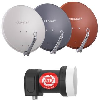 DUR-line Select 90cm Alu Sat Antenne + DUR-line Ultra Single LNB 0.1dB 4K 8K LTE DECT Unterdrckung