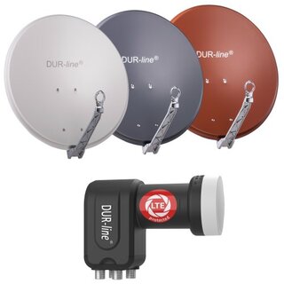 DUR-line Select 90cm Alu Sat Antenne + DUR-line Ultra Quad LNB 0.1dB 4K 8K LTE DECT Unterdrckung