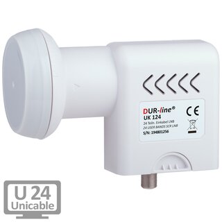 DUR-line Select 80cm Alu Sat Antenne + DUR-LINE UK 124 Unicable LNB 24 Teilnehmer 4K / 8K UHD tauglich Hellgrau
