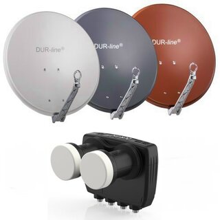 DUR-line Select 80cm Alu Sat Antenne + DUR-line MB6-QS Monoblock Quad LNB 6 grad Astra / Hotbird