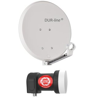 DUR-line DSA 40 Hellgrau Alu Sat Antenne Spiegel Schssel 42cm + Ultra Single LNB 0.1dB LTE Filter 4K