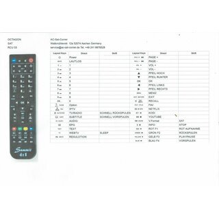 Ersatz Fernbedienung 2in1 OCTAGON SX87 HD SX RCU 03 + Alle Samsung TV Fernseher