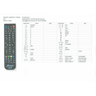 Ersatz Fernbedienung 2in1 fr Xoro HRS 8500 + Alle Samsung TV Fernseher
