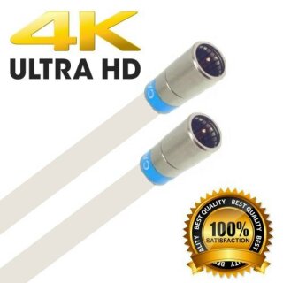 Cabelcon F-SC-56-CX3 5.1 Short F-Quick Satkabel Antennenkabel RG6 135dB HD 4K 8K HQ 7mm Wassserdicht Weiß 38m