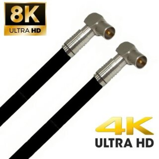 TV Antennenkabel Koaxkabel RG6 Winkel Stecker Winkel Stecker 135dB HD 4K 8k HQ 7mm Schwarz 44m