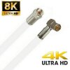 TV Antennenkabel Koaxkabel RG6 Winkel Kupplung F-Stecker 135dB HD 4K 8k HQ 7mm Weiß 22m