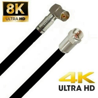 TV Antennenkabel Koaxkabel RG6 Winkel Kupplung F-Stecker 135dB HD 4K 8k HQ 7mm Schwarz 43m