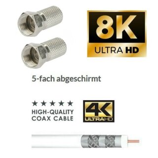 Lokmann Satkabel Antennenkabel Koaxkabel RG6 Stahl Kupfer 135dB HD 4K 8k HQ 7mm Wei 14m