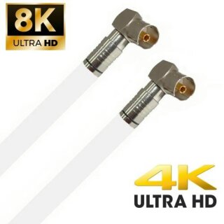 TV Antennenkabel Koaxkabel RG6 Winkel Kupplung / Winkel Kupplung 135dB HD 4K 8k HQ 7mm Weiß 4m