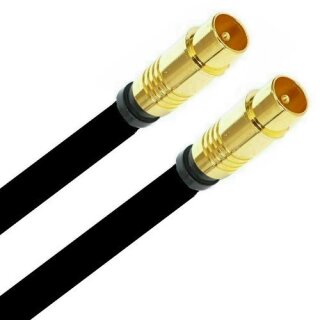 Antennenkabel TV Kabel 135 dB HD 4K HQ Koaxial Stecker / Koaxial Stecker 7mm Schwarz Goldstecker