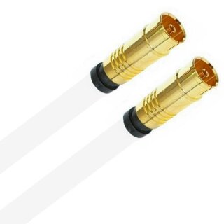 Antennenkabel TV Kabel 135 dB HD 4K HQ Koaxial Kupplung / Koaxial Kupplung 7mm Goldstecker Weiß 48 Meter