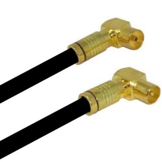 TV Antennenkabel Koaxkabel RG6 Winkel Gold Stecker / Winkel Gold Kupplung135dB HD 4K 8k HQ 7mm Schwarz 30m