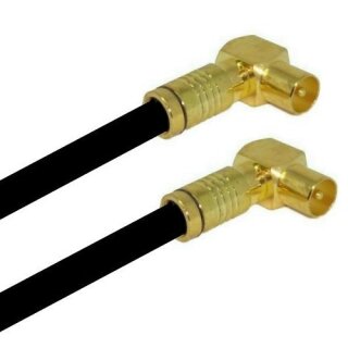 TV Antennenkabel Koaxkabel RG6 Winkel Gold Stecker / Winkel Gold Stecker 135dB HD 4K 8k HQ 7mm Schwarz 22m