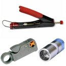 Kompressionszange Rot + Coax Profi Abisolierer + Cabelcon F-SC-56-CX3 5.1 Short F-Quick Kompressionsstecker 80x Stück