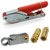 Kompressionszange Rot + Megasat Abisolierer + F-Kompressionstecker Gold Vollmetall für 7mm Kabel   20x Stück