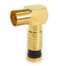 AC-Sat-Corner Kompressionszange HQ + Coax Profi Abisolierer + Winkel Koaxial TV Kupplung Kompressionsstecker Gold 7mm HQ 20x Stück