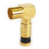 AC-Sat-Corner Kompressionszange HQ + Coax Profi Abisolierer + Winkel Koaxial TV Kompressionsstecker Gold 7mm HQ 90x Stück Stecker / 90x Stück Kupplung