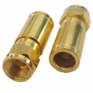F-Kompressionstecker Gold für Kabel 6.8mm - 7.2mm Vollmetall F-Stecker HQ Qualität 20x Stück