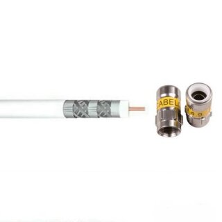 Lokmann Satkabel Antennenkabel Koaxkabel RG6 Stahl Kupfer Cabelcon F-56 4.9 Self Install Nitin 135dB HD 4K 8k HQ 7mm Weiß 19m