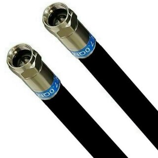 DELUXE PRO Koaxial Kabel SatKabel SCHWARZ 135dB 5-Fach geschirmt reines Kupfer Cabelcon F-56 CX3 5.1 Wasserdicht Stecker 20 Meter