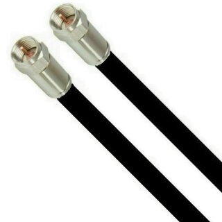 DELUXE PRO Koaxial Kabel SatKabel SCHWARZ 135dB 5-Fach geschirmt reines Kupfer F-Kompressionsstecker Vollmetall 7mm 1 Meter