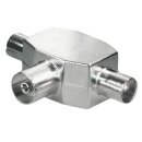 TV T-Verteiler 2 x Stecker und 1x Kupplung fr Kabel oder...