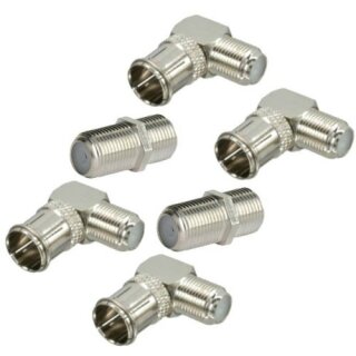 F-Quickwinkelstecker 90° + F-Verbinder Sat Kupplung Buchse / Buchse 4x Winkel 2x Verbinder