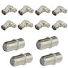 F-Quickwinkelstecker 90° + F-Verbinder Sat Kupplung Buchse / Buchse 8x Winkel 4x Verbinder