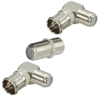 F-Quickwinkelstecker 90° + F-Verbinder Sat Kupplung Buchse / Buchse 20x Winkel 10x Verbinder