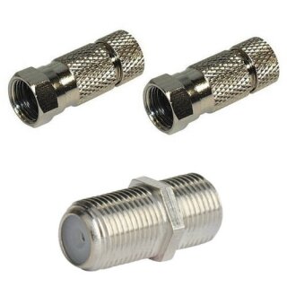 F-Stecker 7mm Wasserdicht HQ High Quality ClassA + F-Verbinder Sat Kupplung Buchse / Buchse