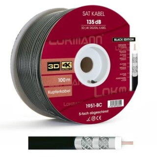 Lokmann 135dB Vollkupfer 7mm SAT Koaxial Antennenkabel 5-fach 4K 8K UHD Black Edition