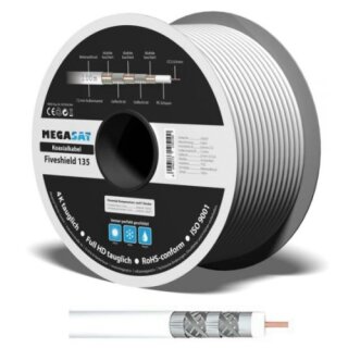 Megasat Koaxialkabel Sat Kabel 135 Fiveshild 5 Fach abgeschirmt 7mm UHD tauglich 79 Meter