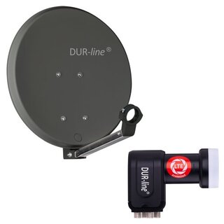 DUR-line DSA 40 Anthrazit Alu Sat Antenne Spiegel Schssel 42cm + Ultra Quad LNB 0.1dB LTE Filter 4K