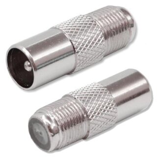Adapter IEC Koax Stecker auf F-Buchse 50x Stück