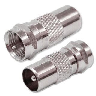 Adapter IEC Koax Stecker auf F-Stecker 15x Stück