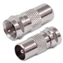 Adapter IEC Koax Stecker auf F-Stecker 15x Stück
