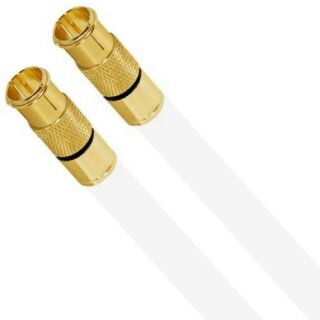 Sat Kabel Antennenkabel Koaxkabel 7mm S-Kupfer 135dB 5 Fach HD 4K 8k F-Quick Kompressionsstecker Gold HQ Qualität Weiss 9 Meter