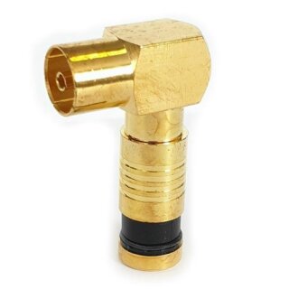 Gold Kompressionsstecker Vollmetall HQ Qualität Winkel Koaxial TV Kupplung 6.8 bis 7.2mm 25x Stück