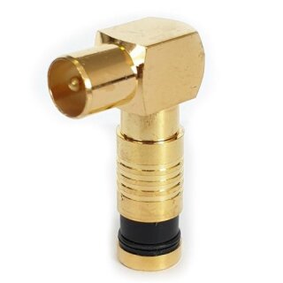 Gold Kompressionsstecker Vollmetall HQ Qualität Winkel Koaxial TV Stecker 6.8 bis 7.2mm 100x Stück
