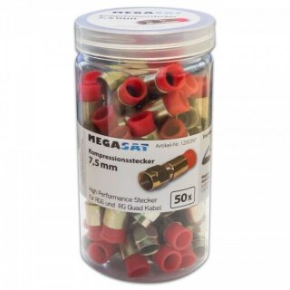 Megasat F-Kompressionsstecker 7.5mm Rot für Koaxialkabel HQ Qualität 10x Stück