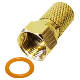 F-Stecker Twist-On F Stecker Breite Mutter Vergoldet HQ Qualität 6.8mm 60x Stück