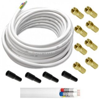 5m Quattro SAT Kabel Lokmann 100dB S-Kupfer CCS Innenleiter 4x 6,9 mm F-Stecker Gold Gummitllen