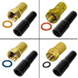 F-Stecker 6.6mm bis 8.5mm vergoldet + Gummitülle für...