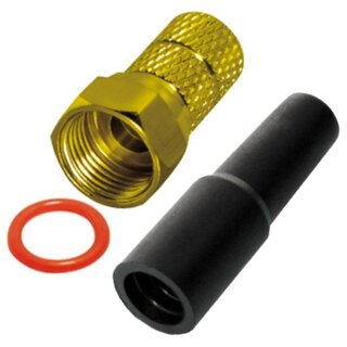 F-Stecker vergoldet + Gummitlle UV und Witterungsbestndig 6.6mm 1x F-Stecker 1x Gummitlle