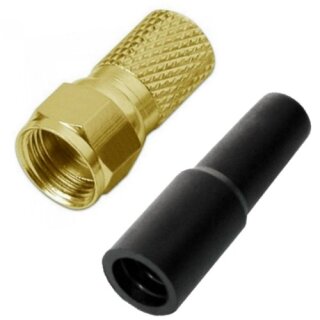 F-Stecker vergoldet + Gummitülle UV und Witterungsbeständig 7.0mm 4x F-Stecker 4x Gummitülle