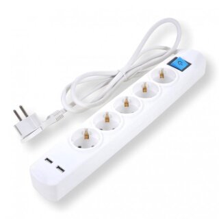 Steckdosenleiste 5fach mit 2 USB-Ladebuchsen 1,5 m weiß