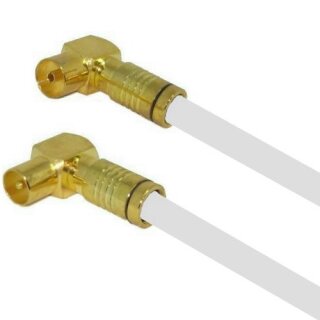 Megasat Vollkupfer Antennenkabel TV Kabel 135 dB HD 4K 8K HQ Winkel Gold Kupplung / Winkel Gold Stecker 7mm Weiß 8 Meter