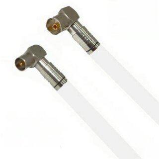 Megasat Vollkupfer Antennenkabel TV Kabel 135 dB HD 4K 8K HQ Winkel Kupplung / Winkel Stecker 7mm Weiß 2 Meter