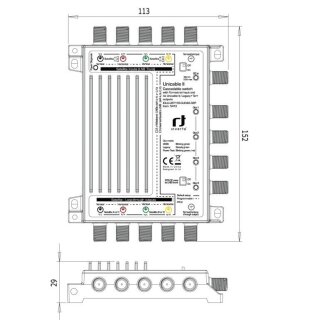 Unicable II Multischalter 8x16 Teilnehmer fr Quattro LNB 4K 8K tauglich