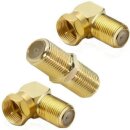 2x F-Winkelstecker 90 Gold + 1x F-Verbinder Gold